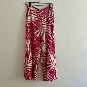 Roxy Breezy Tropical Pink and Creamy White Wide Leg Pants- Medium